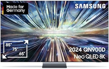Samsung Neo QLED 8K QN900D TV 75 Inches, Neo Quantum HDR 8K Pro, Neural Quantum AI Gen3 Processor, AI Upscaling, Smart TV, AI TV, GQ75QN900DTXZG, German Model [Energy Class G]